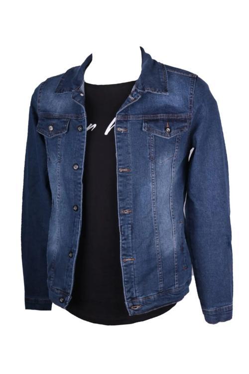 Erkek Denim Mont Mavi Kot Ceket