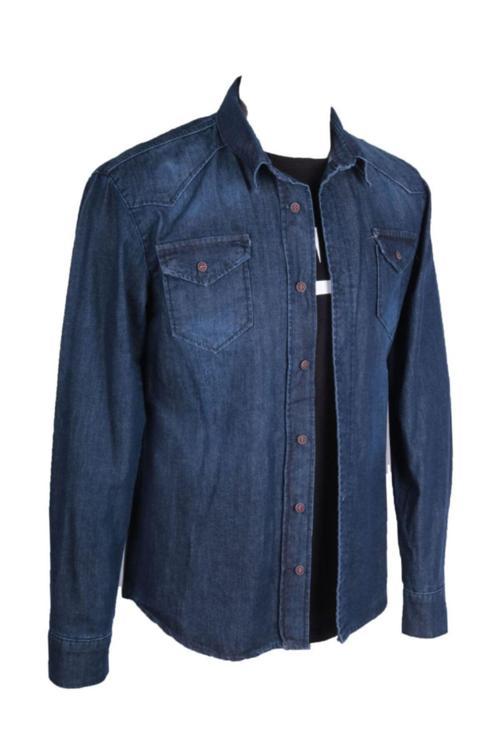 Erkek Denim Mavi Spor Gömlek