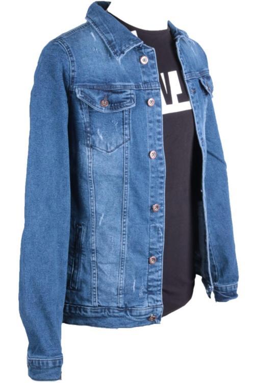 Erkek Kot Ceket Trend Giyim Denim Mont