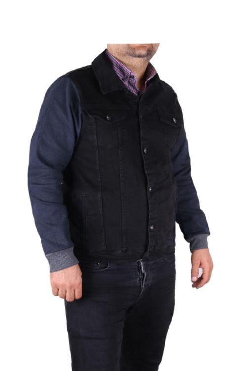 Kot Ceket Garni Kol Denim Mont Siyah