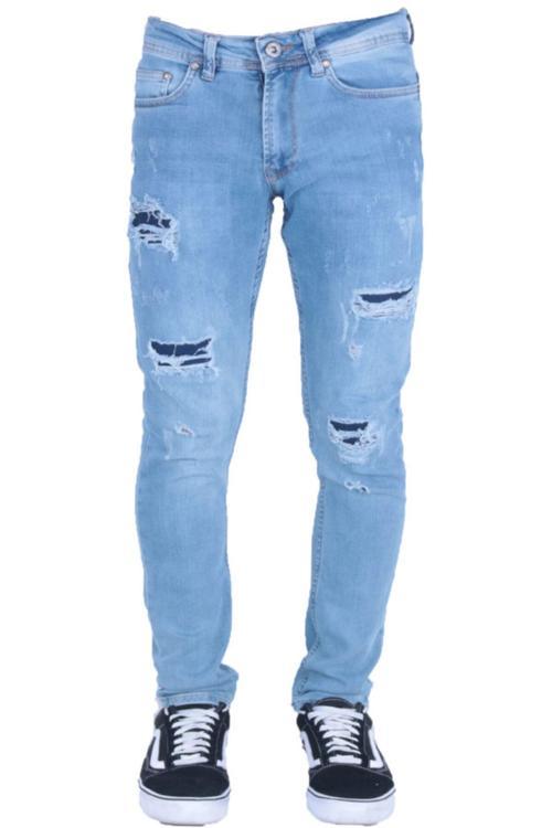 Erkek Denim Prç Ve Lzr Işlmli Spor Giyim Trend Mavi