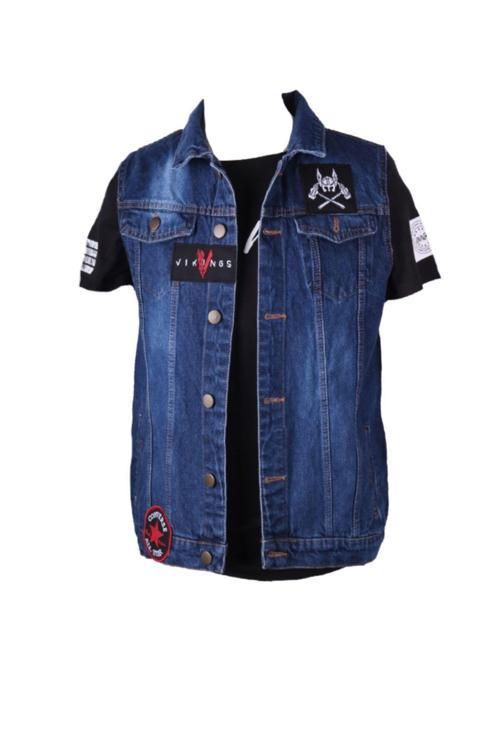 Vikings Jeans Erkek Denim Armalı Yelek Mavi Kot