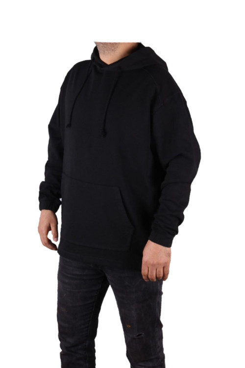 Erkek Siyah Kanguru Cep Sweatshirt
