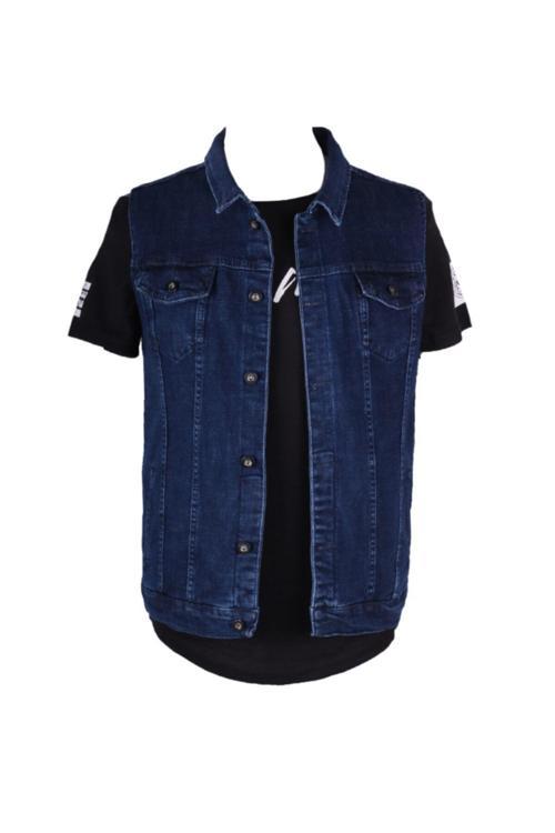 Vikings Jeans Erkek Denim Trend Yelek Mavi Kot