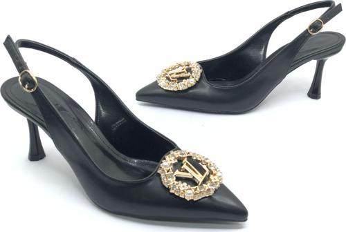 Feles Taşlı Toka Detaylı Arkası Açık Stiletto Kadın Topuklu Ayakkabı
