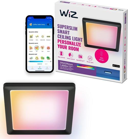 Siyah Akıllı Sıva Üstü RGB Kare Panel Tavan Armatürü 12W