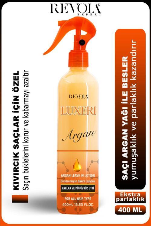 Kıvırcık Saçlar İçin Ekstra Parlaklık Sağlayan Durulanmayan Argan Fön Suyu Parlatıcı Saç Bakım Sprey