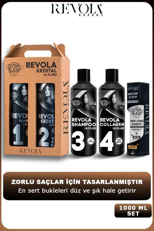 Kristal A Plus Brezilya Fönü Keratin Protein Botox Kıvırcık Saç Düzleştirici Seti 5 Li Bakım 1000Ml