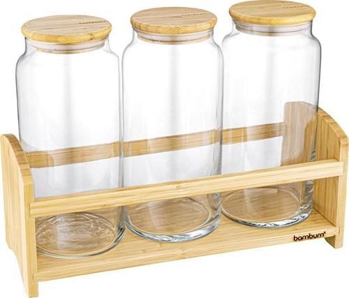 Bench Standlı 4 Parça Büyük Cam Baharat Takımı