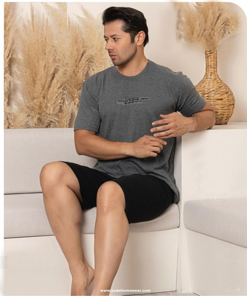Kısa Kol Süprem Pamuk Erkek Şortlu Pijama Takımı