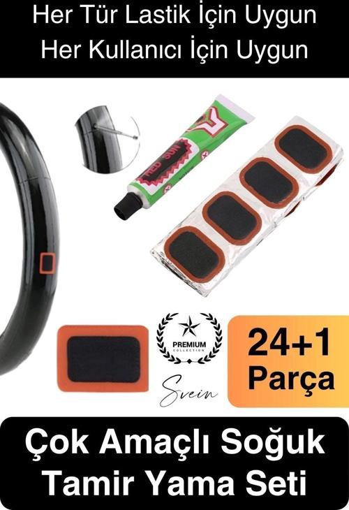 Ekstra Güçlü 24 Parça Kolay Pratik Araba Bisiklet Motosiklet Soğuk Yama Lastik Tamir Yaması Seti