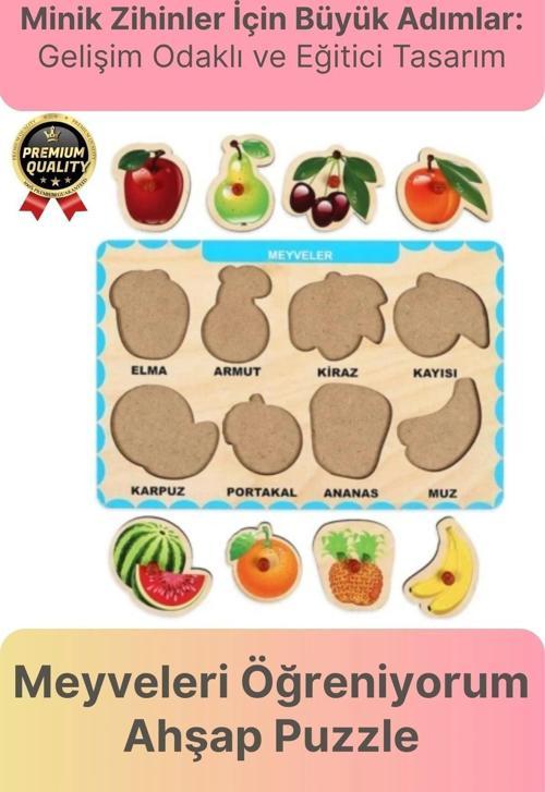 Yeni Seri Çocuk Ebeveyn Eğlenceli Eğitici Öğrenme Destekli Meyveler Yapboz Ahşap Tutmalı Puzzle
