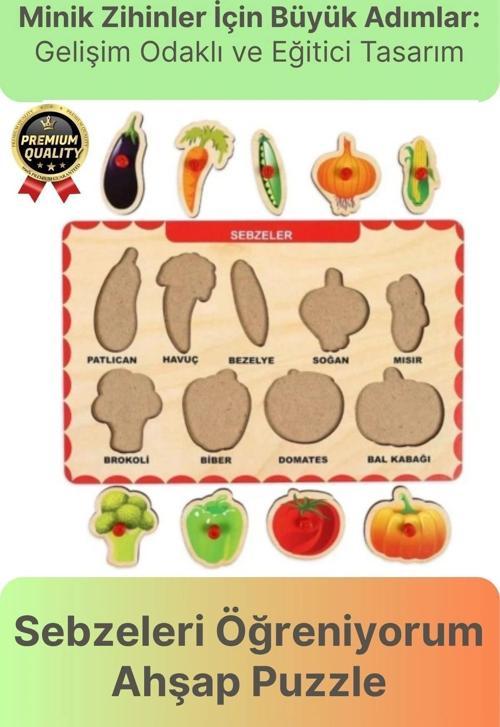 Yeni Seri Çocuk Ebeveyn Eğlenceli Eğitici Öğrenme Destekli Sebzeler Yapboz Ahşap Tutmalı Puzzle