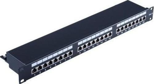 Cat 6A 19" 1u Patch Panel, 500 Mhz, Siyah, 24 Port