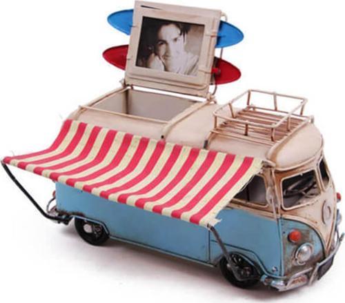 Dekoratif Metal Minibüs Çerçeveli, Kalemlik ve Tenteli 1310E-4122 Model-M36