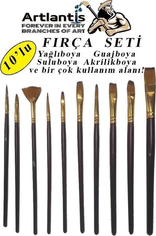 Fırça Seti 10 Lu Resim Fırçası 1 Paket Suluboya Akrilik Boya Guaj Boya Yağlı Boya Fırca Seti Kesik Yelpaze