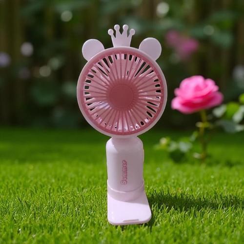 VANTİLATÖR USB ŞARJLI MİNİ FAN TAŞINABİLİR  IŞIKLI PEMBE 2 KADEMELİ EL VANTİLATÖRÜ