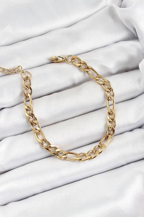 Gold Renk Zincir Erkek Bileklik - EBJ250620W35766