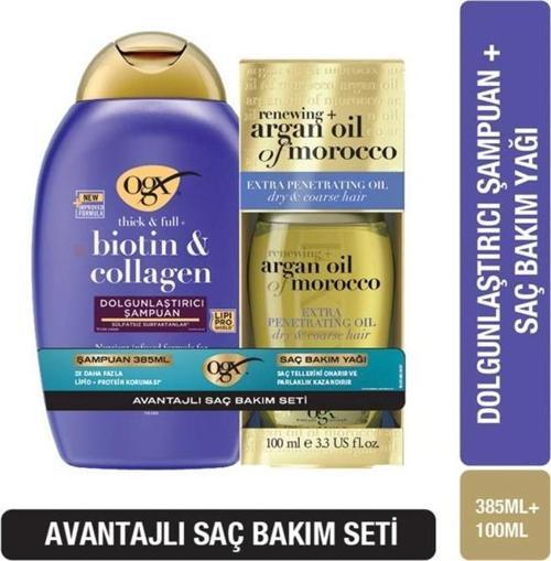Organix Biotin&Collagen Şampuan 385 ml+Argan Saç Bakım Yağı 100 ml SET