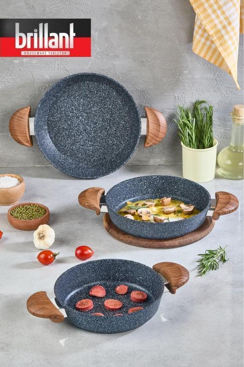 Alpha Bio Granit  3'lü Sahan Seti 20-22-24 cm