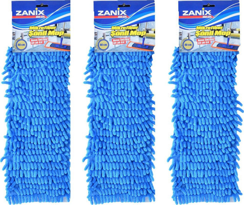 Mikrofiber Islak Kuru Nemli Makarna Şönil Palet Tablet Mop Yedeği - 40 Cm. - 3 Adet