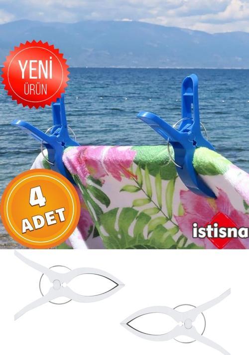 4 Adet XXL Büyük Boy Şezlong Plaj Havlusu Mandalı Halı Asma Battaniye ve Havlu Tutucu Mandal