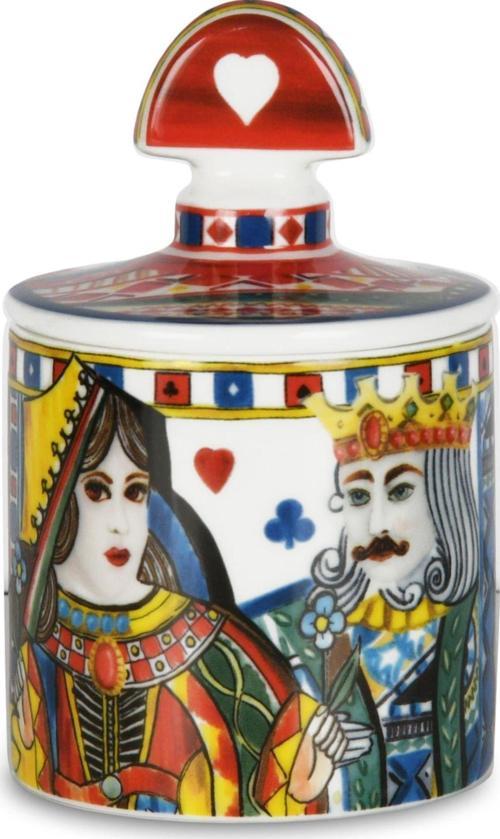 REGİNA KIRMIZI MAVİ PORSELEN KÜP SAKLAMA KUTUSU 11 CM CAN1.REG01