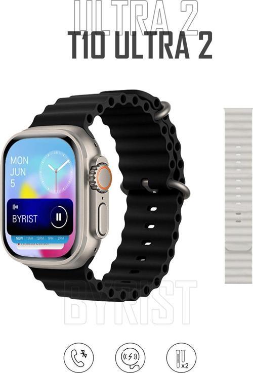 T10 Ultra 2 49Mm 2.0" Hd Ekran Sanal Asistan/Bt Çağrı/Wireless Şarj Çift Kordonlu Akıllı Saat