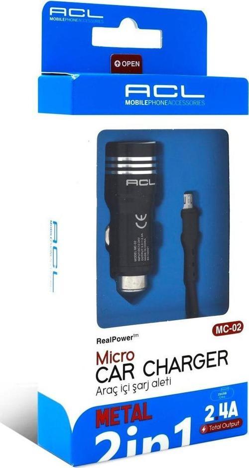 Mc-02 2.4 Amper Araç Içi Çakmaklık Micro Kablolu Şarj 1 Metre