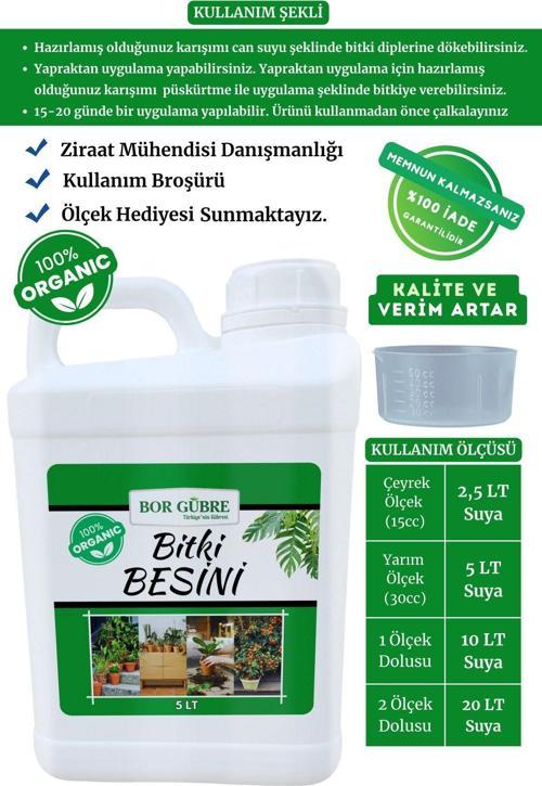 Organik Sıvı Bitki Gübresi 5Lt-Yeşil Bitkiler İçin -Yeşil Yapraklı Bitkilere Özel Bitki Besini