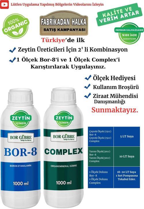 Zeytin İçin 2'Li Süper Karışım Bor-8 Ve Complex Kalite Ve Verim Artar