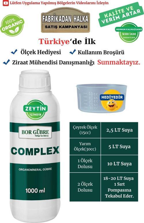 Complex-1000Ml Zeytin İçin Gübre Yeşil Aksam Gelişir Verim Ve Kaliteyi Arttırır.