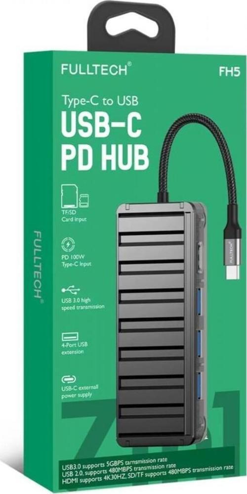 Fh5 Pd 7İn1 Type Uyumlu -C To Usb 3Xusb 1Xhdmı Tf/Sd Pd 100W Girişli Çoğaltıcı