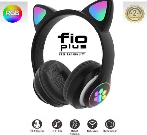 Kablosuz Bluetooth 5.0 Led Işıklı Kedili Kulaklık Hediye İos Android Uyumlu 8D Stereo Hd Ses