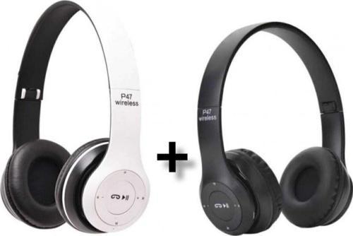 Wiriless 2 Adet Extra Bass Wireless Bluetooth Kulaklık 5.0 Edr Siyah Beyaz 2 Adet Kablosuz Kulaklık Radyo