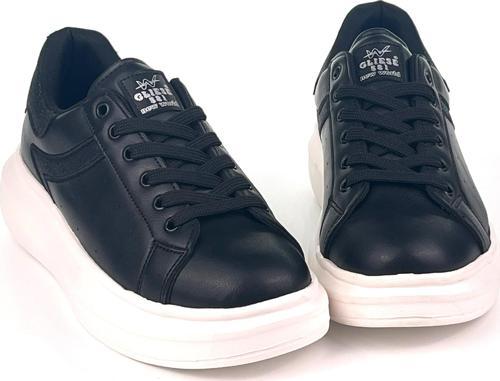 Kadın Siyah Beyaz Simli Rahat Günlük Sneaker Spor Ayakkabı