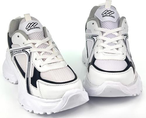 Kadın Beyaz Siyah Hafif Fileli Günlük Rahat Sneaker Spor Ayakkabı