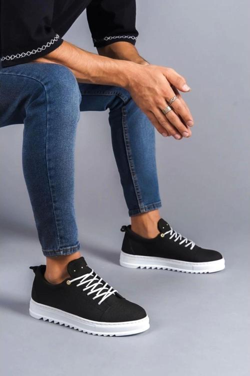 Skl152 Cool Bağcıklı Keten Erkek Günlük Spor Klasik Ayakkabı Bt Siyah 43