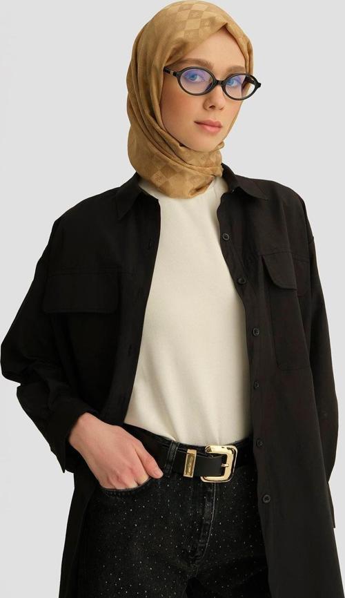 İki Cepli Oversize Gömlek 25Yh3443 Siyah 40