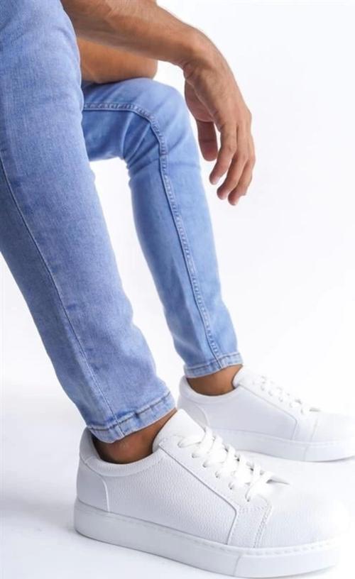 Slw165 Elite Bağcıklı Cilt Erkek Günlük Sneaker Ayakkabı Bt - Beyaz 44