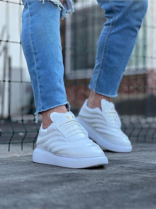 HS094 Beyaz Rugan Erkek Casual Ayakkabı