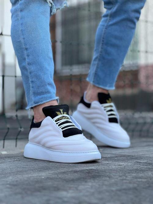 HS094 Beyaz Siyah Erkek Casual Ayakkabı