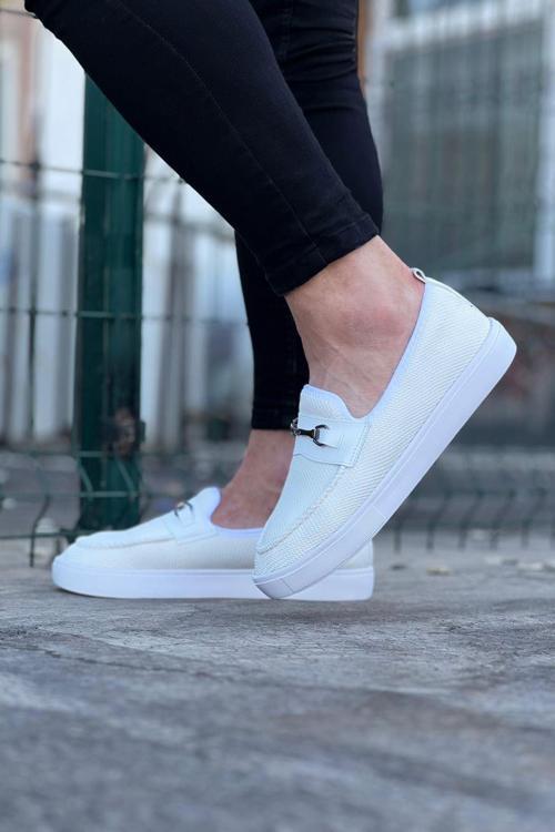 HS060 Beyaz Triko Babet Erkek Casual Ayakkabı