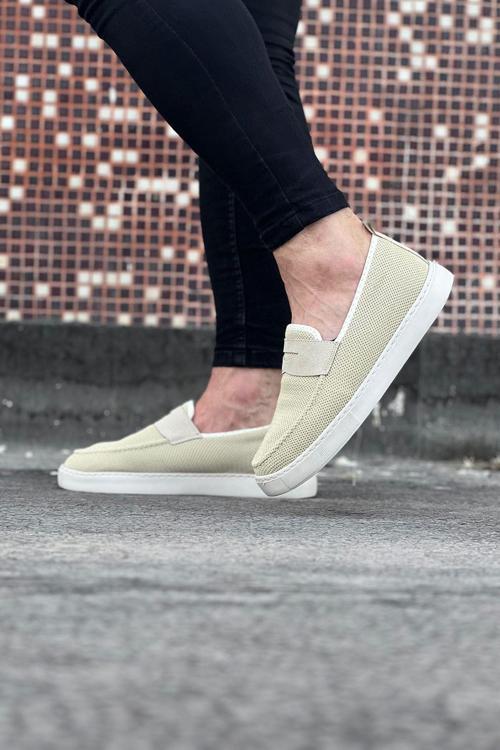 HS061 Bej Triko Babet Erkek Casual Ayakkabı