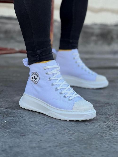 HS017 Beyaz Erkek Yarım Bilek Casual Ayakkabı