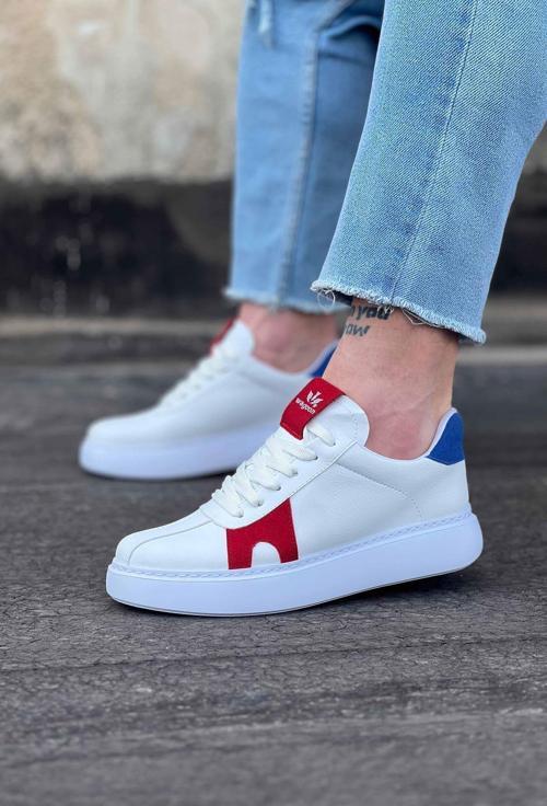 HS040 Beyaz Kırmızı Erkek Casual Ayakkabı