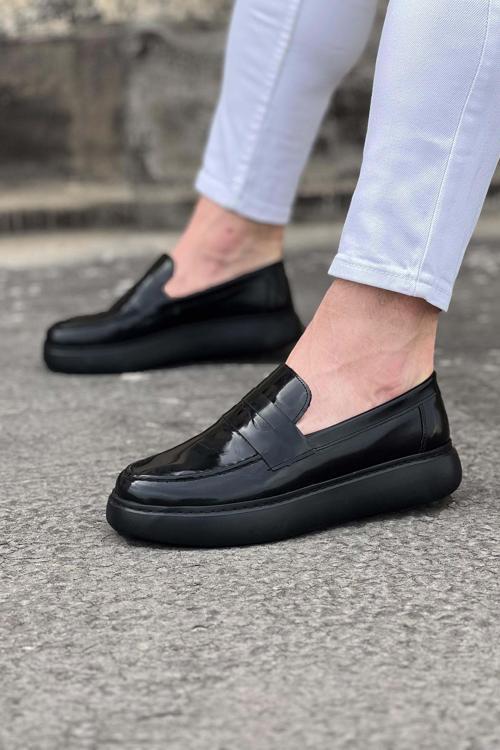 HS161 Kömür Rugan Erkek Casual Ayakkabı