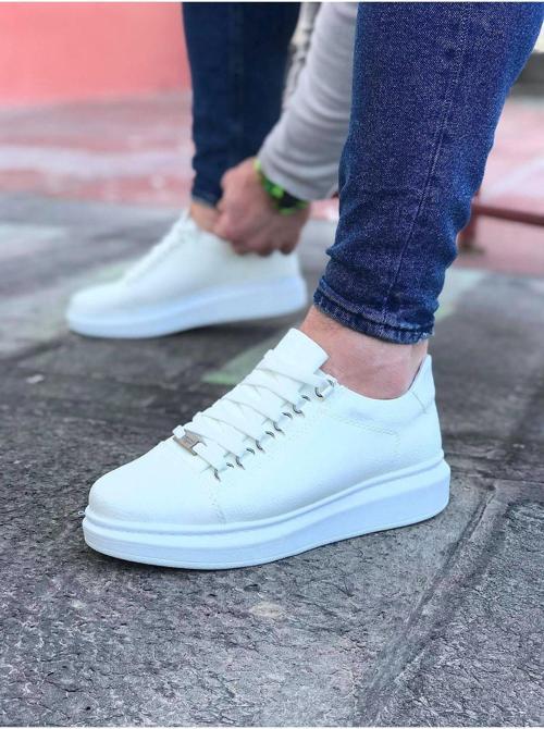 HS08 Beyaz Düz Erkek Casual Ayakkabı