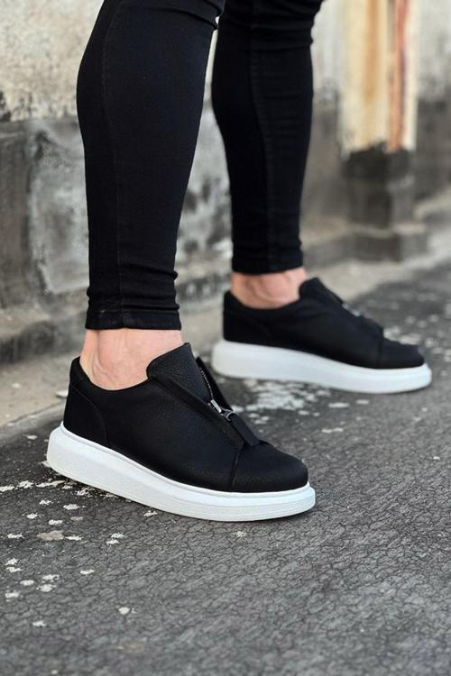 HS010 Siyah Cilt Erkek Casual Ayakkabı