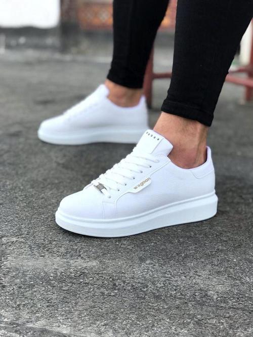 HS01 Beyaz Düz Erkek Casual Ayakkabı